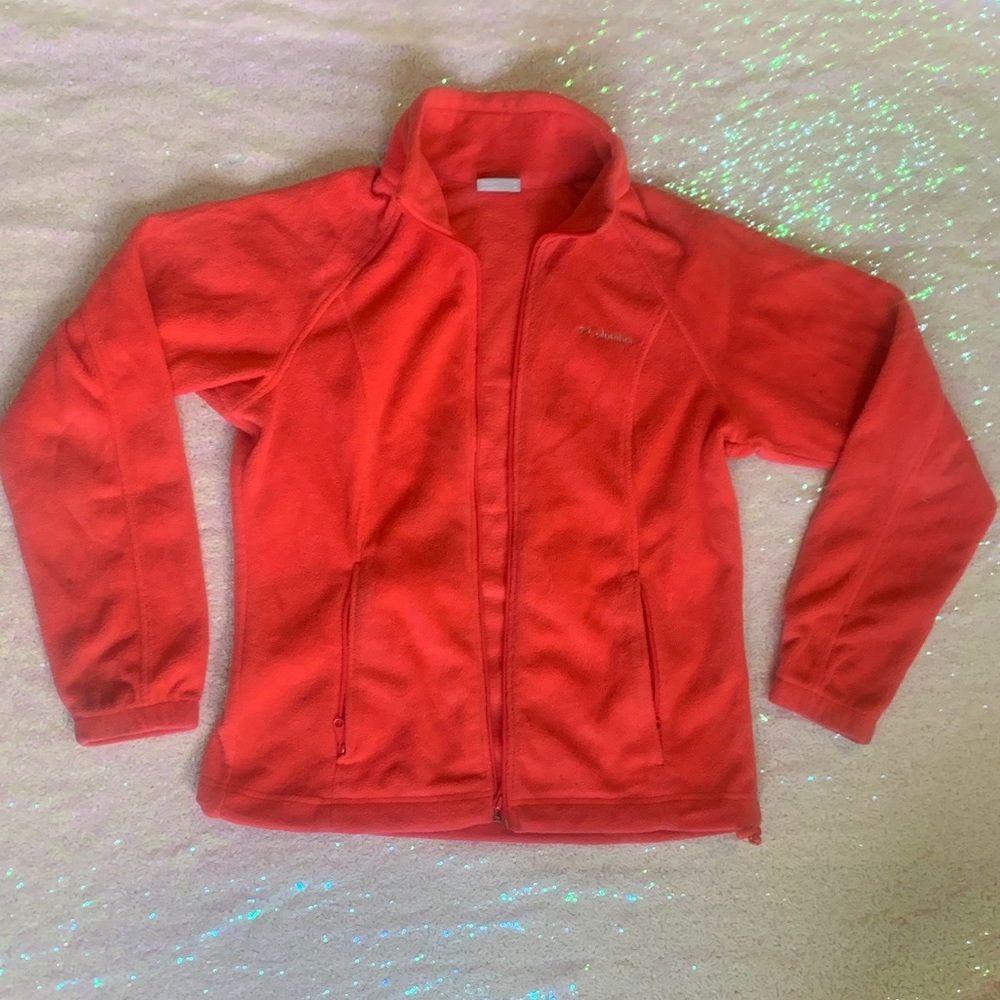 Columbia full zip fleece jacket. Women’s coral outdoor coat medium